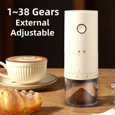 Bärbar elektrisk kaffebönkvarn 38 inställningar Extern justerbar USB-laddning 1500mAh Uppladdningsbar Hushålls Mini Kaffemaskin