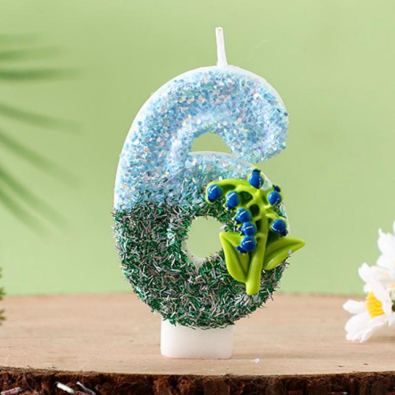 

Blue Flower Series Digital Birthday Cake Candle Decoration - Individually Packaged