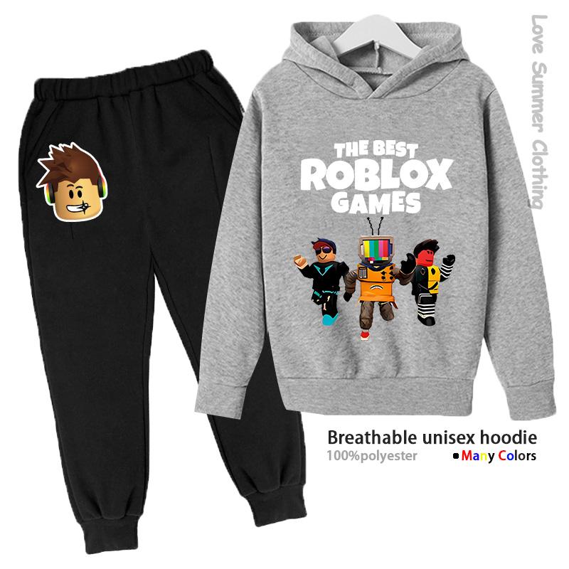Roblox Chlapecká Mikina Tepláková Souprava Věk 4-14 HD Potisk Podzimní Novinky Pohlaví Tenká Fleecová Mikina Set Ležérní Unisex Tepláková Souprava Polyester