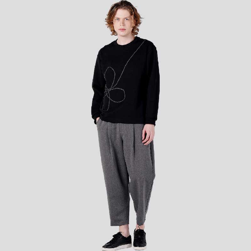 CUSTOMUS Men'S Single-Pleat Baggy Fit Elastic Waist Pants Cxs25Fwpta03 Gry