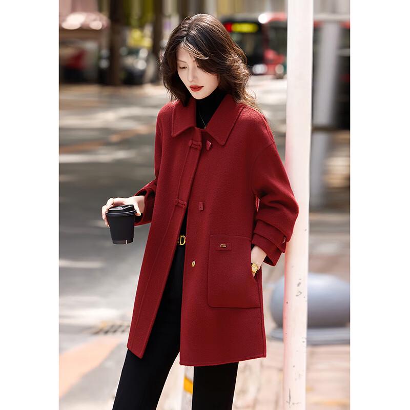 Si Shui Nian Hua Women's Wool Blend Commuter Coat