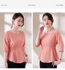 Chic Women's 2025 Slim Fit Pleated T-Shirt: Round Neck, Flattering Waist, Summer Style