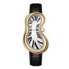 Vintage Roman Numeral Men's Quartz Watch with Irregular Twist Design and Leather Strap
