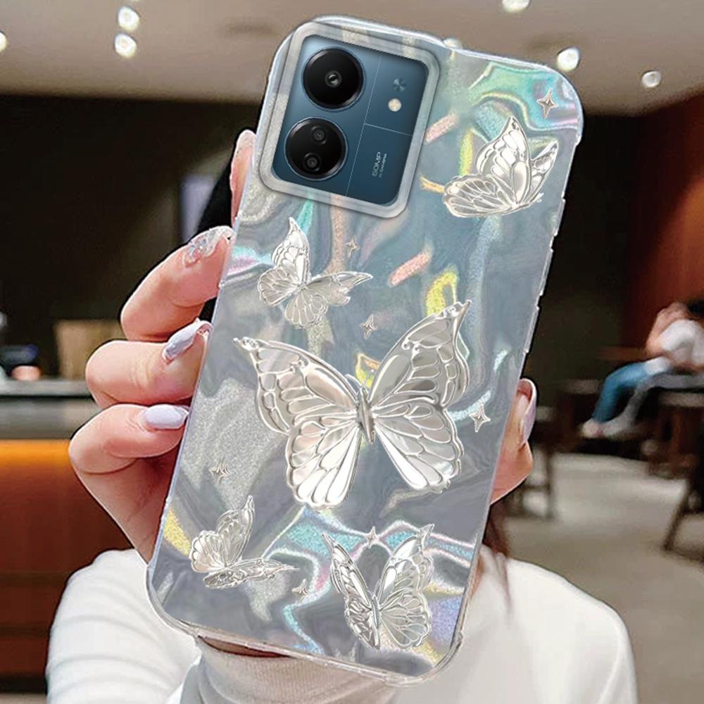 

Фиолетовая Бабочка Красочный Градиент Для Xiaomi Redmi 14C 13C A5 A4 A3 A3X Pro Poco C75 C71 Чехол для Телефона Крышка Силиконовый Прозрачный Бампер Poco C65 белый