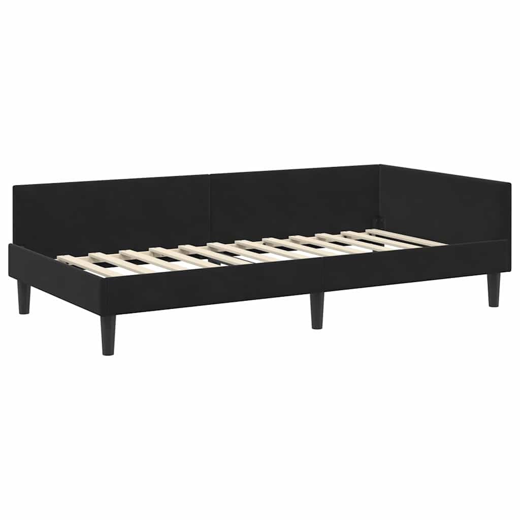 L Shaped Bed Frame with Headboard Black 100 Cm X 200 Cm Velvet