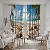 2pcs Set HD Blue Sky White Cloud Sea World Decorative Curtain Blue Tie Digital Printed Curtain Home Decoration Style Decorate