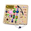 LED Light Switch Busy Board Toddler Light-up Switch Control Wooden Board Fine Motor Skills Kids Educational Learning Activity Game Board Toy