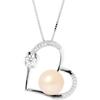 Love Necklace - AAA+ Freshwater Cultured Pearl - Button 9-10 Mm - Natural Pink - 925 Sterling Silver - Women's Jewelry