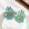 Chic European Style Enamel Drop Oil Floral And Leaf Earrings For Women