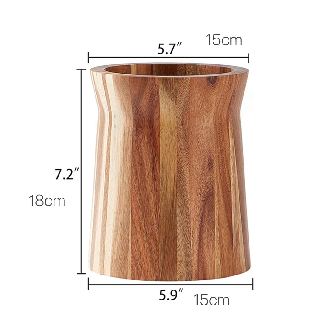 Wooden Utensil Holder for Countertop, 360° Rotating Kitchen Utensil Holder Large Acacia Wood Crock, Farmhouse Kitchen Decor