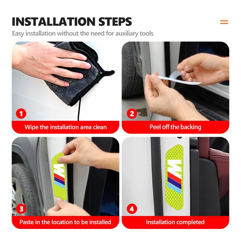 UWGK8 Car Door Sticker Safety Opening Warning Reflector Tape Decal For BMW M F10 F20 F30 F40 F15 F25 F26 F31 F49 E62 E83 E84