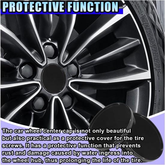 4PCS Car Wheel Center Cap, ABS Snap-in Wheel Hub Cap with 54mm/2.13'' Outer Diameter, 51mm/2'' Inner Diameter, Universal Rim Center Hub Caps Cover