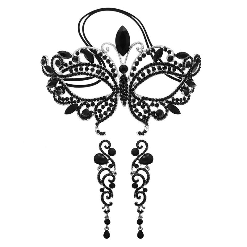 Temperament Rhinestones Jewelry Masquerade Half Face Eye Masks with Adjust Strap