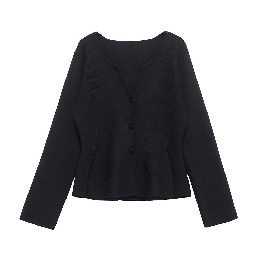 2025 Winter Women's Simple Knit Cardigan & Short Skirt Hem - European & American Style Fashion