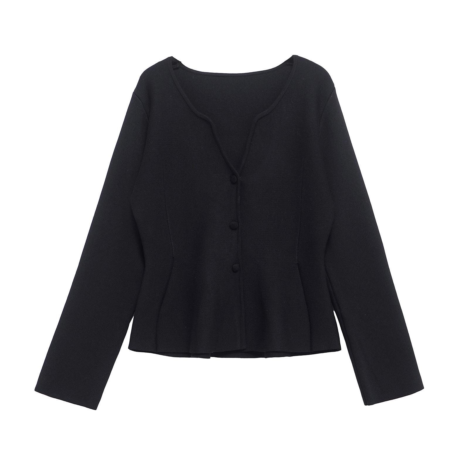 

2025 Зимний женский простой вязаный кардиган и подол короткой юбки - Мода в европейском и американском стиле L чёрный