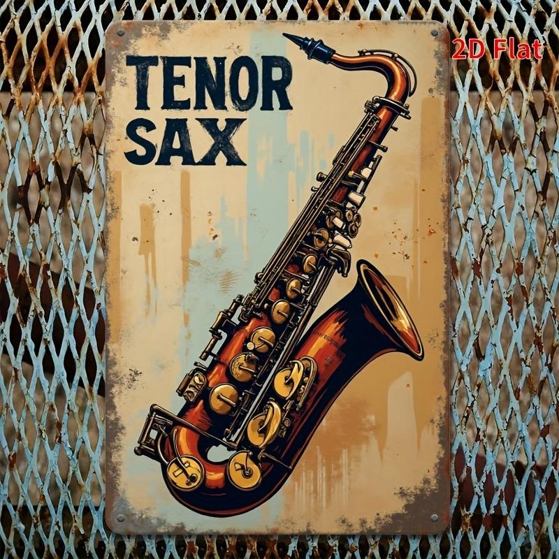 Vintage Jazz Saxophone Metal Poster X Inch Retro Wall Art Decor for Home Bar Cafe Gift HighQuality D Printed Music