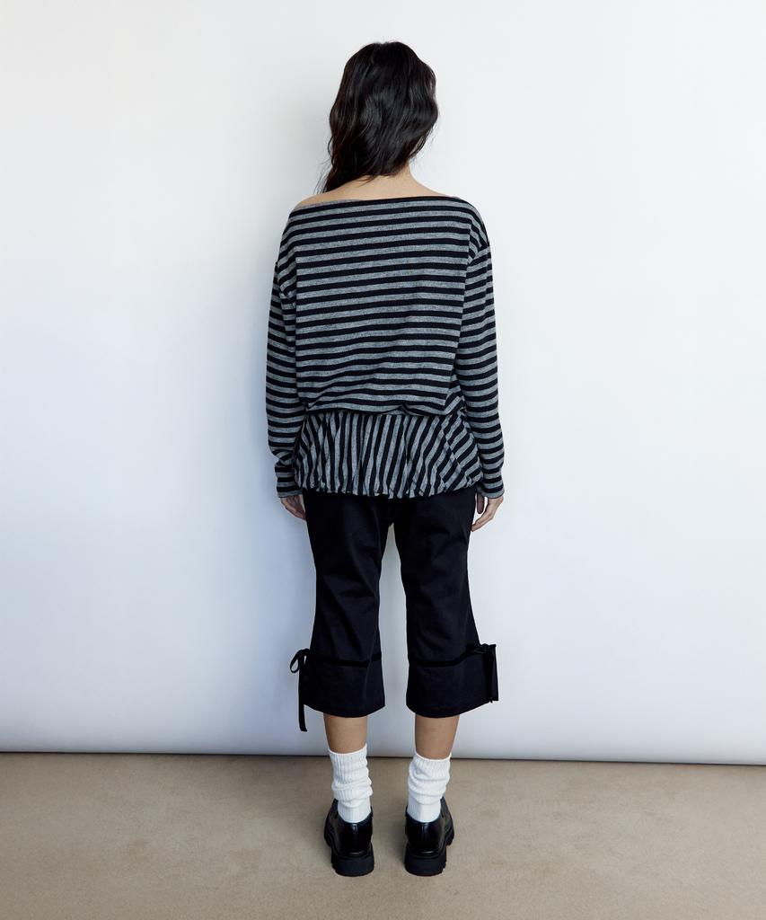 ROUGHNECK Striped Off-Shoulder Knit