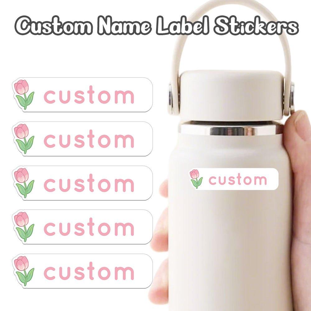 108Pcs Custom Tulip Name Label Stickers Waterproof Personalized Labels For Bottles Notebooks Pens Stationery