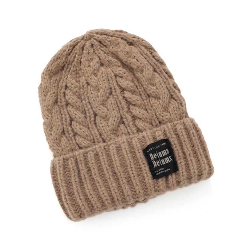 Hat Style Knitted With Letter Decor And Big Head Circumference For Wear Casual