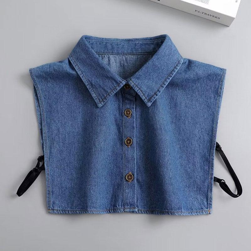 Denim Fake Collar Fashion Shirt Collar Women'S Denim Shirt Detachable Dickey Collar Under Blouse For Lady Girls
