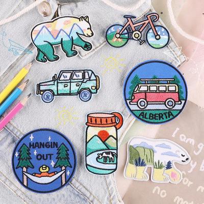 Mountain Camping Patch Embroidered Patches For Clothes DIY Iron On Patches For Clothing Adventure Outdoor Patches On Clothes Sew