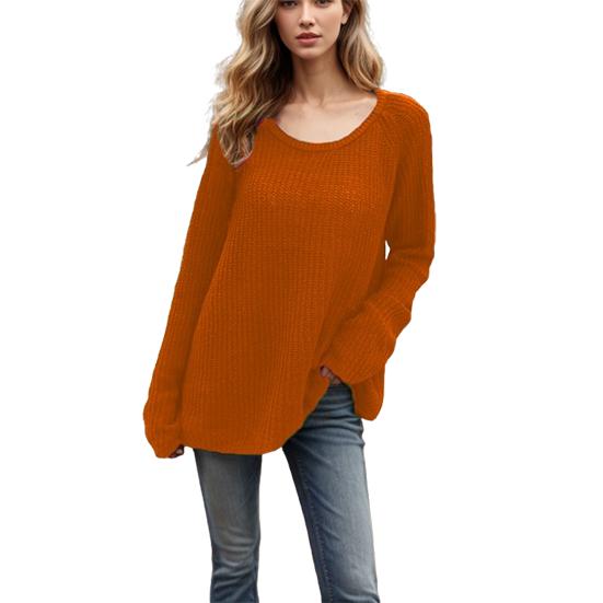 Damen Strickpullover mit Rundhalsausschnitt, warm, langärmelig, Strickpullover, Oberbekleidung