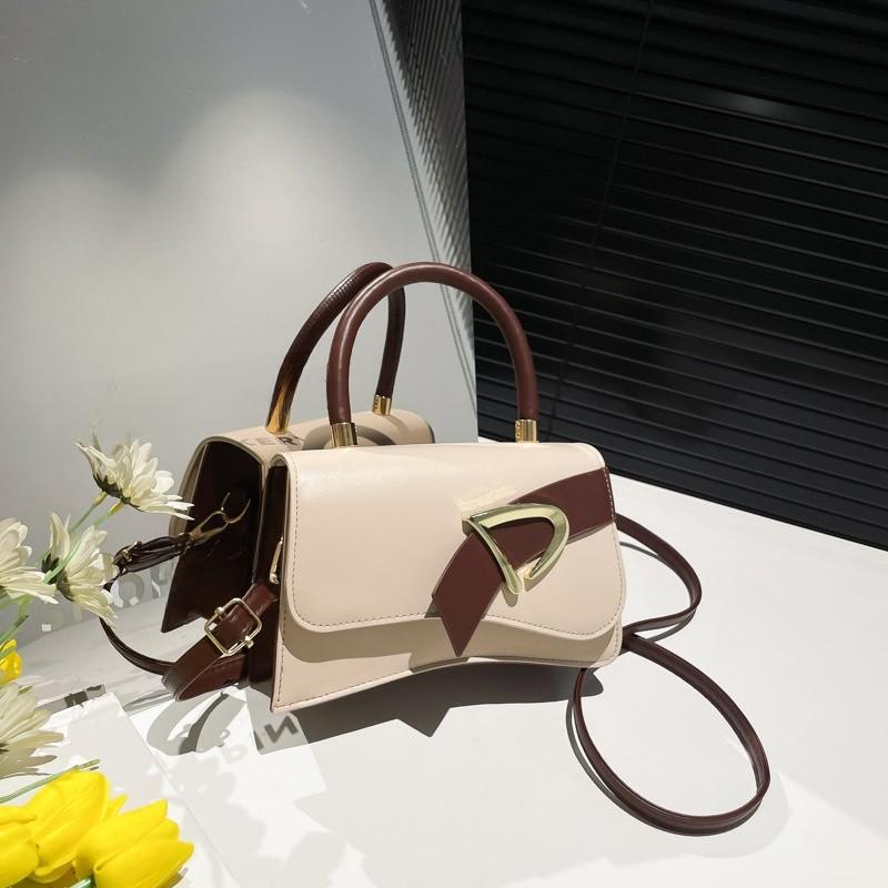 Fashion Blocked Color Belt Decoration Women Single Shoulder Small Square Bag
