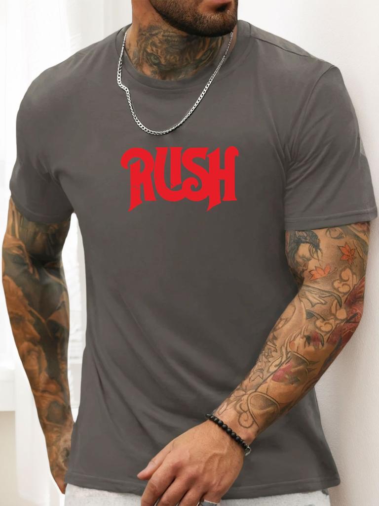 Kurzarm T-Shirt RUSH Herren 100% Baumwolle Muster Gedrucktes Hemd Sommer Rundhals Atmungsaktiv Lässig Mode Cooles T-Shirt
