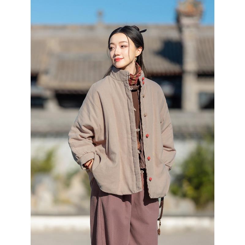 

25 Зимняя хлопково-льняная женская одежда новый темперамент универсальная литературная хлопковая одежда из рами застежка короткая хлопковая одежда One size