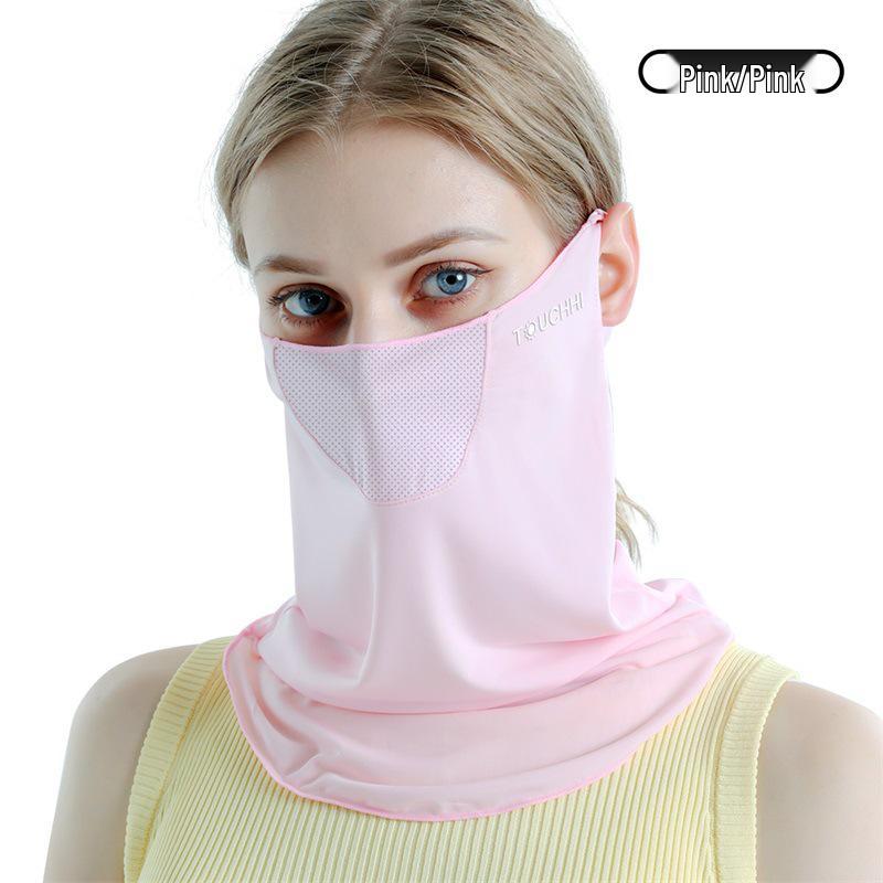 Ice Silk Women's Sunscreen Face Mask with 3D Eye Protection - Breathable, Thin, and Blush for Outdoor Cycling