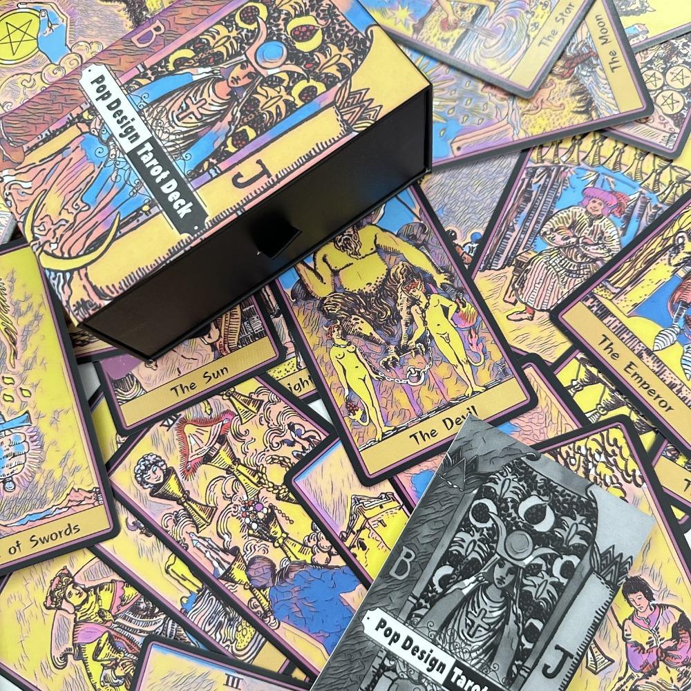 12*7cm Pop Design Tarot Deck In Sliding Rigid Gift Box 78 Pcs Tarot Cards with Guidebook and Drawstring Pouch