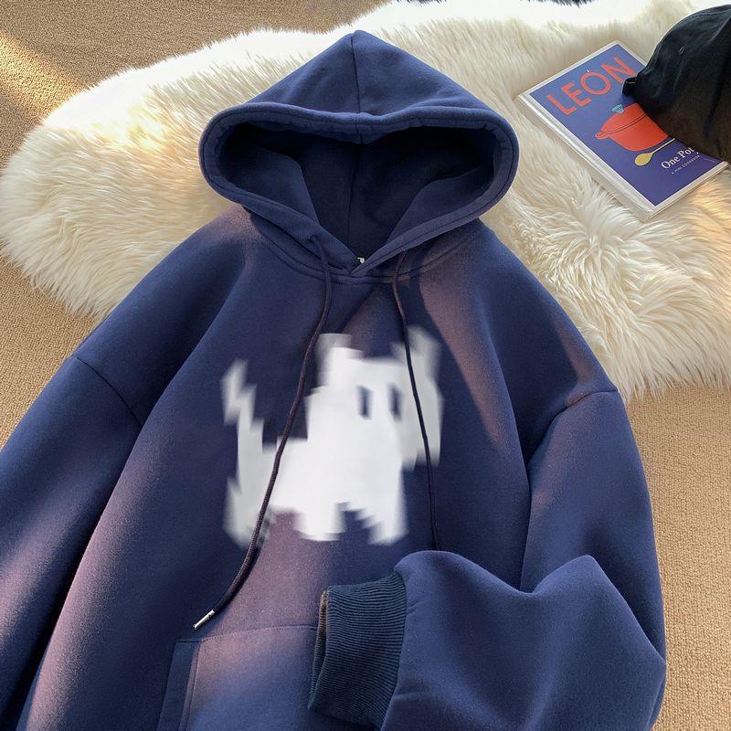 Men's Oversize Kitten Hooded Sweatshirt - Trendy Retro American Style for Spring and Autumn