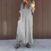 Women's Loose Maxi Dress V-Neck Short Sleeve Long Dress Summer Casual A-Line Beach Sundress