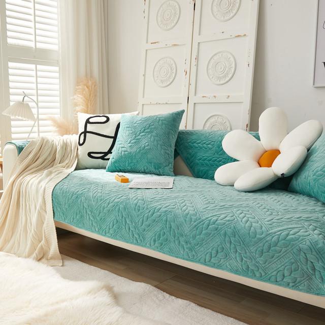 Thickened Plush Sofa Cushion Cover Floral Pattern Non -Slip Pet Kids Dog Couch Towel Mat For Living Room Backrest Armrest Covers