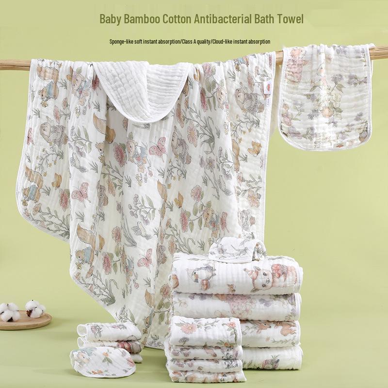 6-Layer Seersucker Bamboo Cotton Bath Towel & Baby Swaddle Blanket