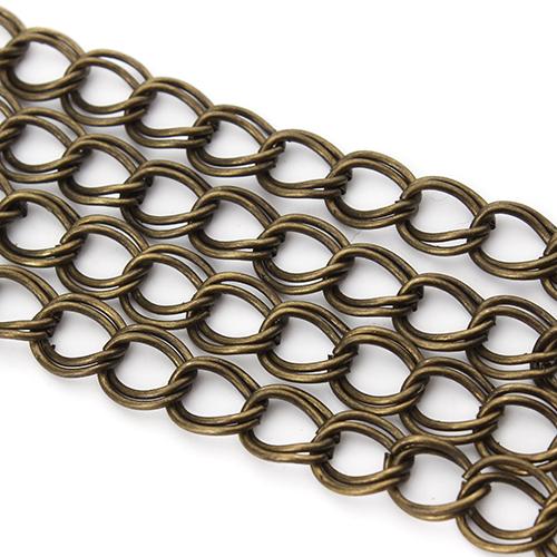 5 Meters/pack Antique Bronze Color Bulk Chains Wide 7*8mm Double Ring for Women Jewelry Making Findings Components