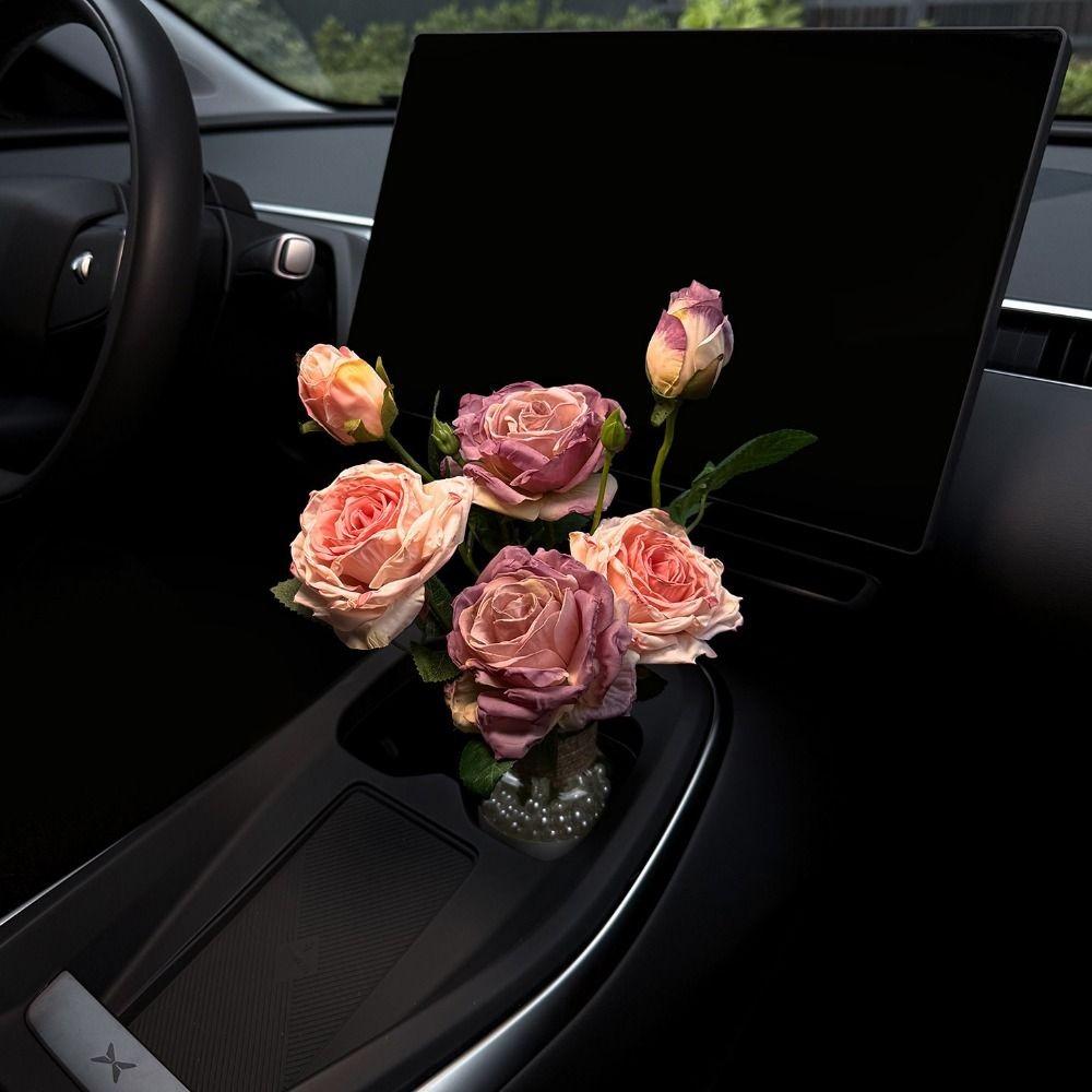 French-style Flower Car Ornaments Frayed Edge Rose Car Decor Car Interior Decoration  Gifts