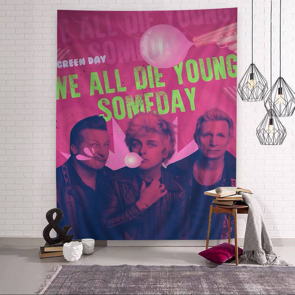 Rock Band GGreen Day Bedruckter Großer Wandteppich Kunst Science-Fiction-Zimmer Heimdekoration Dekor Decke