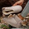 Botas de nieve cálidas de felpa cortas para mujer, zapatos informales, ante nuevo, botines Chelsea de piel, zapatos planos con plataforma, Botas de invierno para mujer