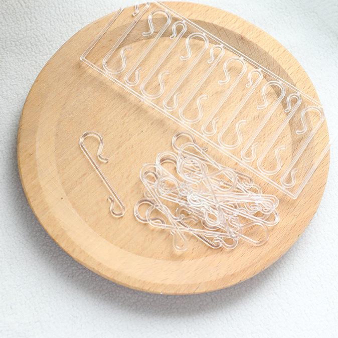 WTEMPO 10PCS Christmas Ball Decorative Hooks Christmas Tree Green Transparent Plastic Accessories Small S-shaped Hook Tool Pendant