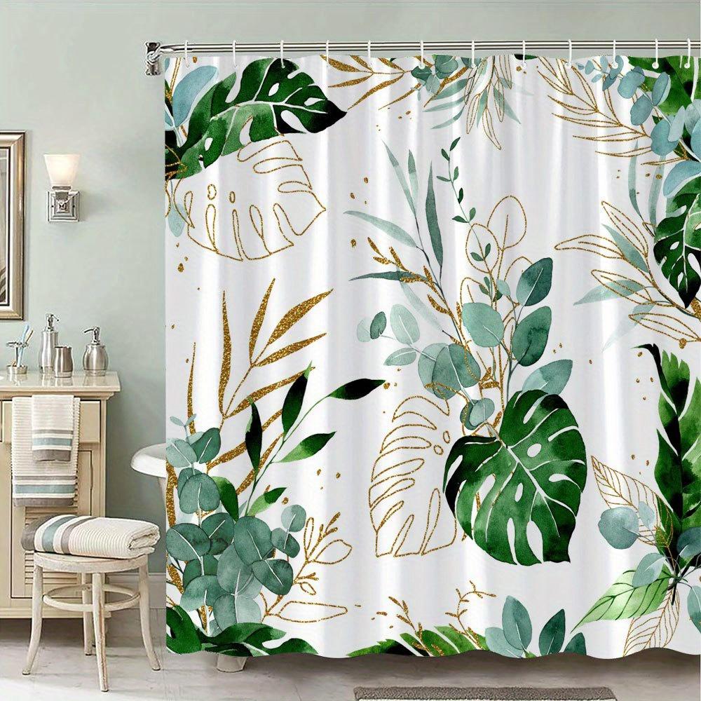 

1 Tropical Monstera Leaf Shower Curtain | Fresh Paradise Style | Polyester, Machine Washable | Modern Botanical Design 90X180cm