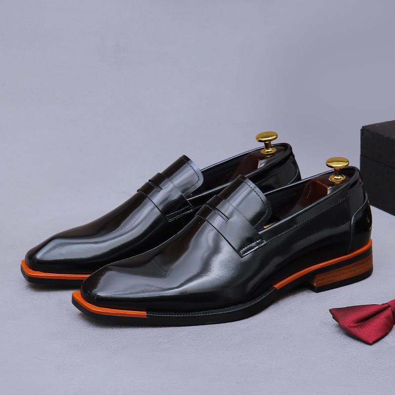 

Кожаная обувь из коровьей кожи Повседневная кожаная обувь Слипоны Британский ретро Бизнесная обувь для платья 46 чёрный