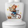 3D Funny Cartoon Monkey Reading Newspaper Toilet Wall Sticker Self-Adhesive Waterproof Removable Bathroom Home Decor Art