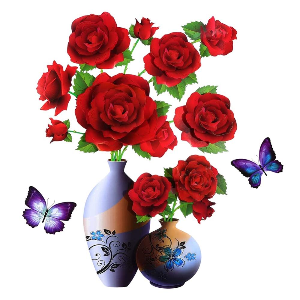 

Наклейки на стену с цветами 3D DIY Роза Цветочные наклейки на стену Гостиная Офисы Наклейки на стены