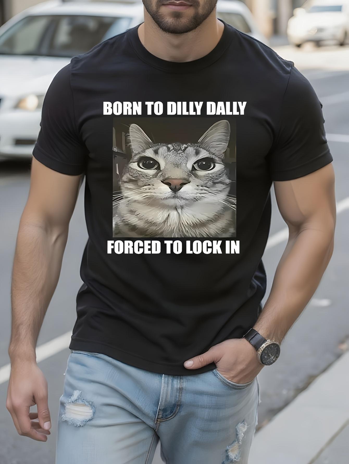 Funny Tshirt Funny Cat Graphic Tshirt - Black Tee with Fu... S