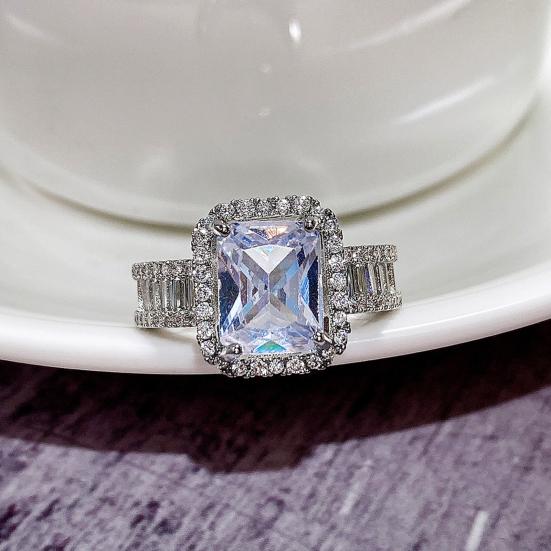 Wedding Band Shining Square Rhinestone Hypoallergenic Geometric Western Style Decorate Accessory Inlay Zircon Wide