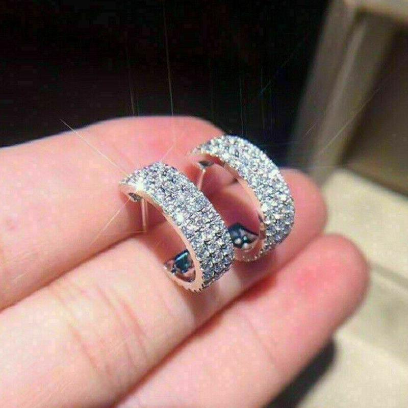 Exquisite Full Diamond Zirconia Three-Row Drop Earrings - Cross-Border Hot Selling Bride Jewelry