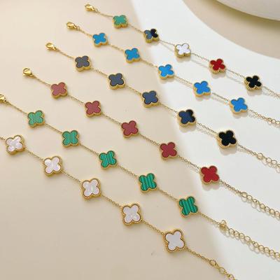 Lucky Four-Leaf Clover Bracelet - Colorful, Light Luxury, High-End Feel, Pairs with Necklace & Earrings