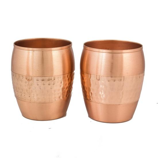 Reine Kupfer-Wasserflasche mit Glas, langlebige und rostbeständige Tamba-Flasche mit 2 Trinkgläsern