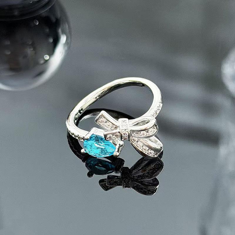 Sweet And Cool Style Bow Full Of Diamonds, Zircon Ring, Open Finger, Women'S Fashion Index Finger Ring, Stacked With Niche Rings